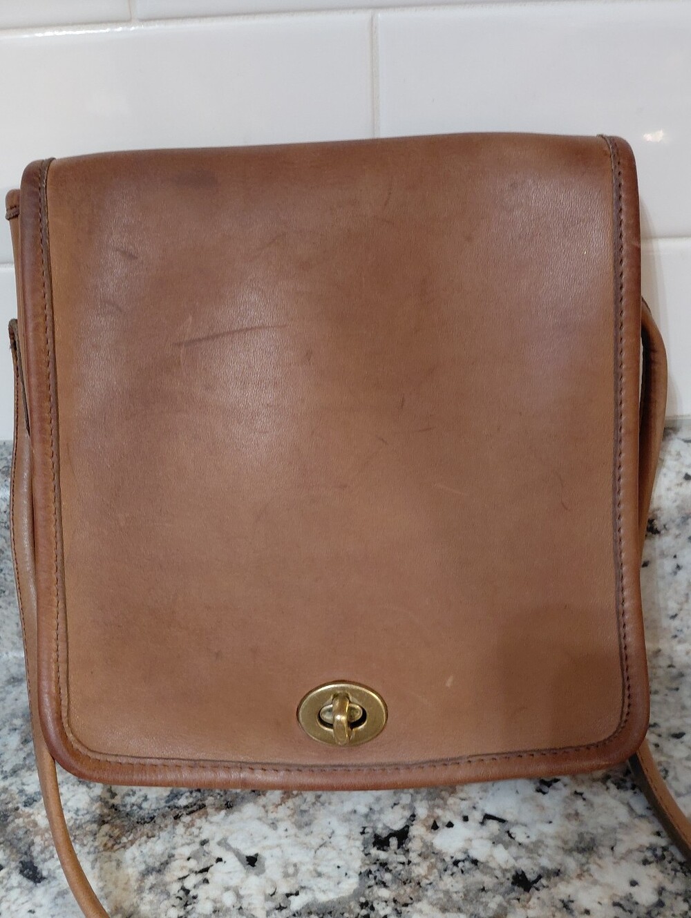 Vintage Tan Leather Coach Companion Pouch Purse No Hangtag